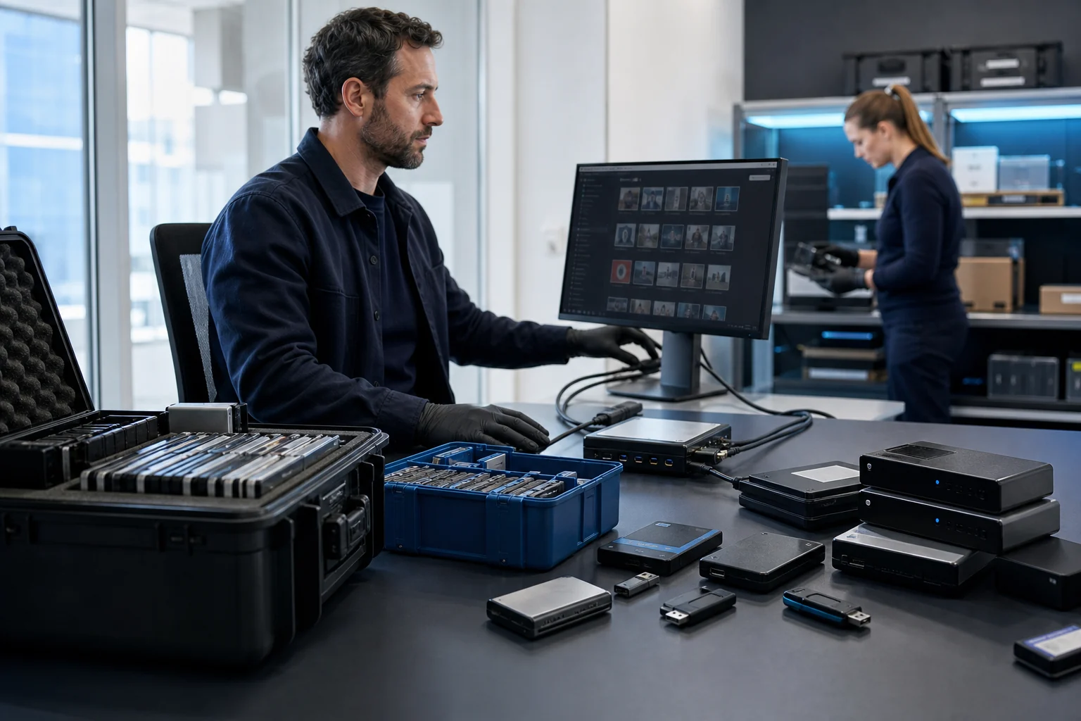 Secure intake of hard drives, USB media and other digital sources