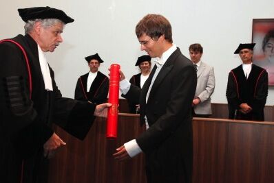Michiel de Bondt tijdens zijn promotie aan de Radboud Universiteit in 2009